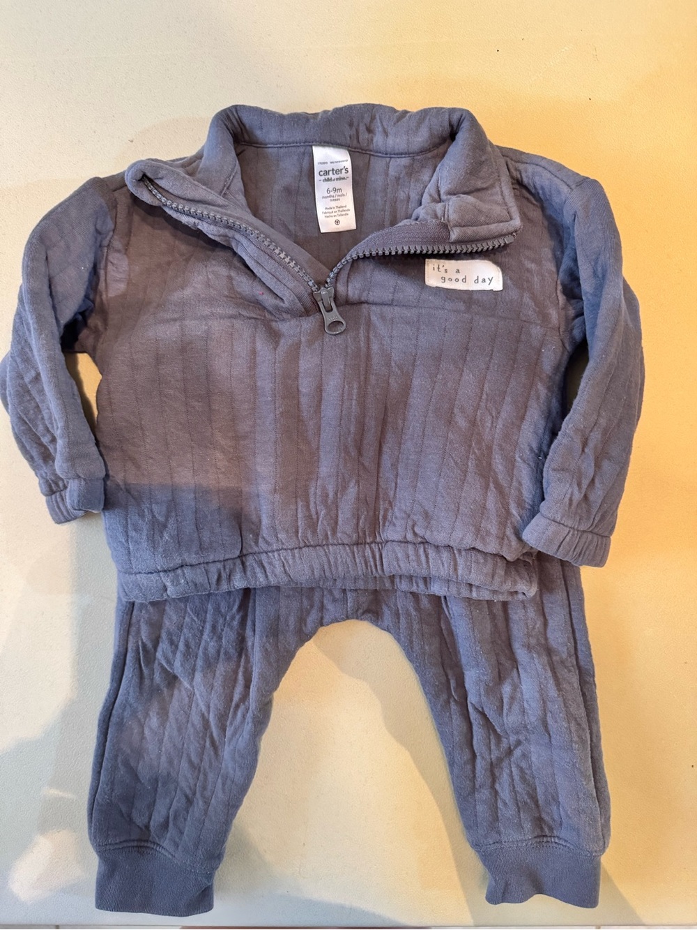 Carter's Gray Quilted Baby Zip Pullover Set
